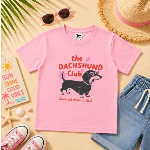 Gyerek póló tacskó mintás - többféle színben "Dachshund Club