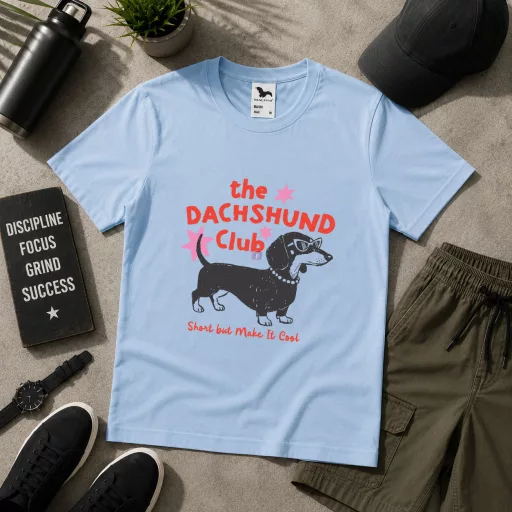 Férfi póló tacskó mintás - többféle színben "Dachshund Club Felnőtt és gyerek méretekben