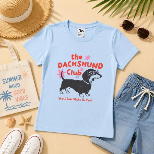 Póló tacskó mintás - többféle színben "Dachshund Club Felnőtt és gyerek méretekben