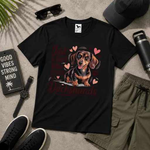 Férfi Póló tacskó mintás - többféle színben "JUST A GIRL" Felnőtt és gyerek méretekben