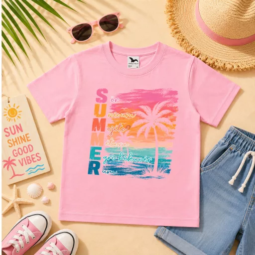 Gyerek póló nyári mintás - többféle színben "Beach"