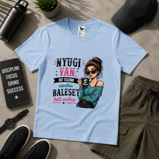 Férfi Póló csajos mintás - többféle színben "Nyugi van..." Felnőtt és gyerek méretekben