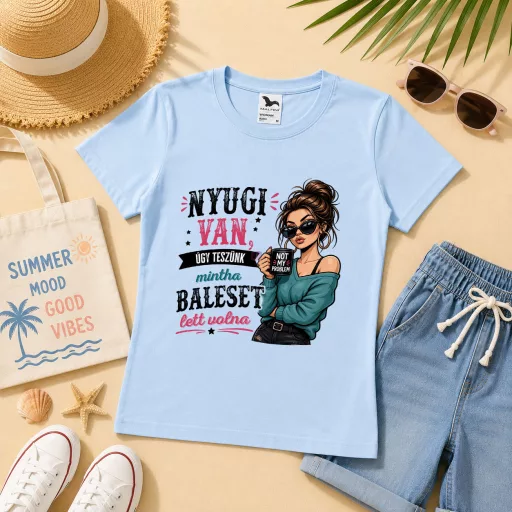Póló csajos mintás - többféle színben "Nyugi van..." Felnőtt és gyerek méretekben