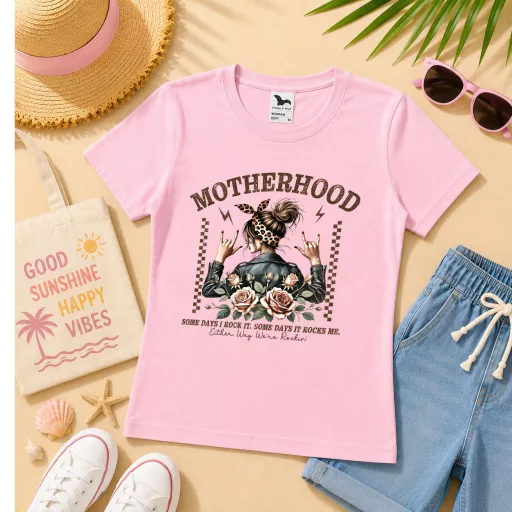 Póló anyás mintás - többféle színben "Motherhood" Felnőtt és gyerek méretekben