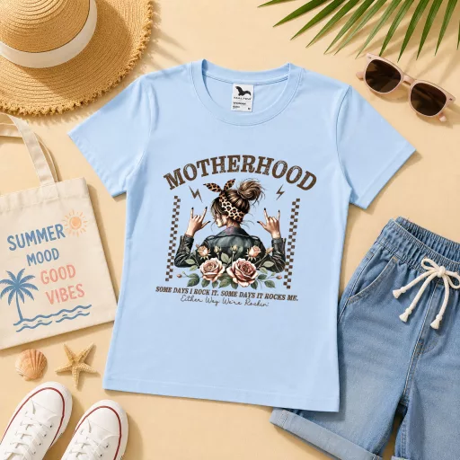 Póló anyás mintás - többféle színben "Motherhood" Felnőtt és gyerek méretekben