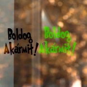   Karácsonyi matrica - Boldog akármit felirat- 10x7 cm fekete/zöld