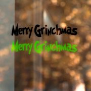   Karácsonyi matrica - Merry Grinchmas felirat- 15x3 cm fekete/zöld