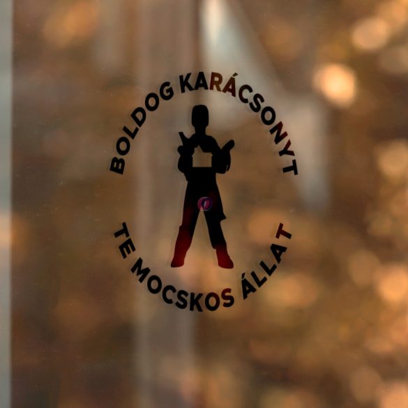 Karácsonyi matrica - Boldog karácsonyt te mocskos állat - 9,5 cm fekete/fehér