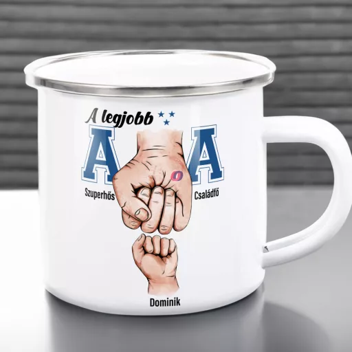 Legjobb Apa Fém bögre, személyre szabható, max 5 fő 360 ml