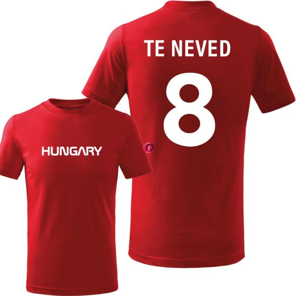 Gyerek szurkolói póló egyedi névvel és számmal - Hungary, pamut választható szín