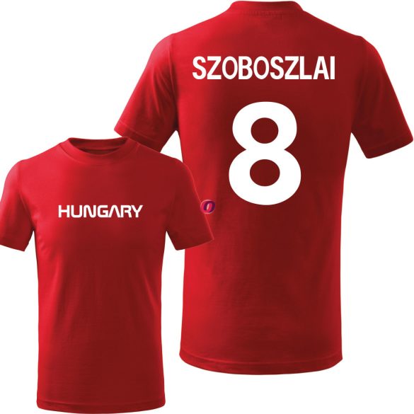 Gyerek szurkolói póló egyedi névvel és számmal - Hungary, pamut választható szín