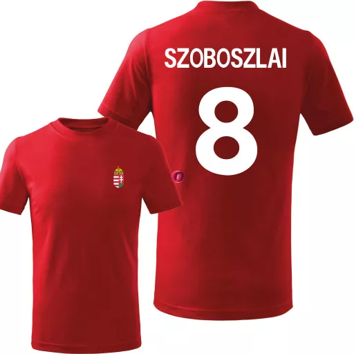 Gyerek szurkolói póló egyedi névvel és számmal - Hungary, pamut választható szín