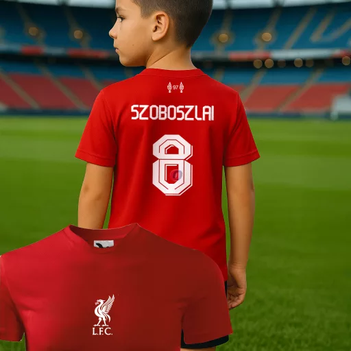 Gyerek Kerkez Liverpool mez, Szoboszlai mez - személyre szabható névvel és számmal