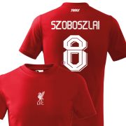   Gyerek Liverpool póló egyedi névvel és számmal piros, pamut