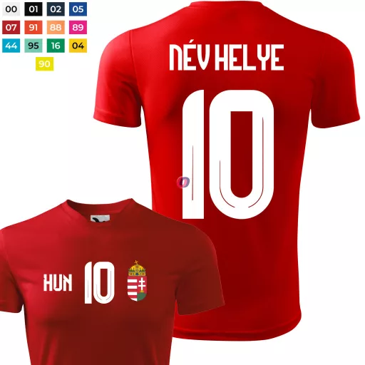 Gyerek mez felső személyre szabható névvel és számmal piros