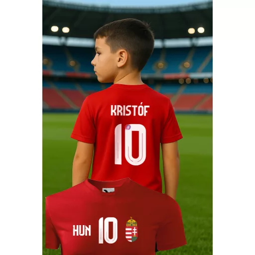 Gyerek mez felső személyre szabható névvel és számmal piros