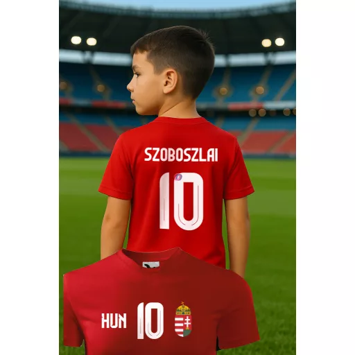 Gyerek mez felső személyre szabható névvel és számmal piros