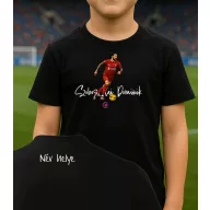   Gyerek Szoboszlai póló egyedi névvel Fekete, pamut, többféle méret