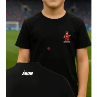   Gyerek Szoboszlai póló egyedi névvel fekete, pamut, többféle méret "SzoboLego"