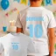 Gyerek Szülinapi póló egyedi névvel és számmal Fehér, pamut, fiús, többféle méret "Birthday Boy"