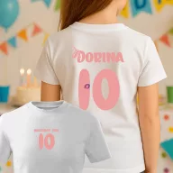   Gyerek Szülinapi póló egyedi névvel és számmal Fehér, pamut, lányos, többféle méret "Birthday Girl"