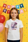 Egyedi Lányos Szülinapi póló -  személyre szabható névvel lila Birthday Queen, Poliészter
