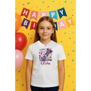   Egyedi Lányos Szülinapi póló -  személyre szabható névvel lila Birthday Queen, Poliészter