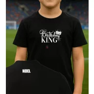   Egyedi Fiú Szülinapi póló személyre szabható névvel, Birthday King. pamut fekete