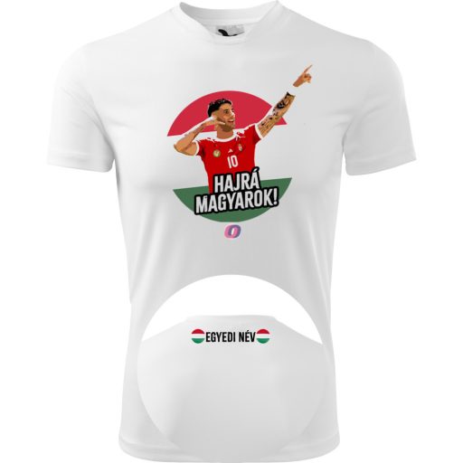 Egyedi neves Gyerek szurkolói póló - Hajrá Magyarok, fehér