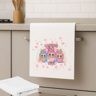   Egyedi neves Labubus törölköző, konyharuha 60x30 cm "Friends"