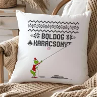   Grincs mintás párnahuzat 40x40 cm "Boldog karácsonyt" HD nyomat