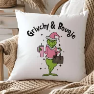   Grincs mintás párnahuzat 40x40 cm "Grinchy Boogie" HD nyomat