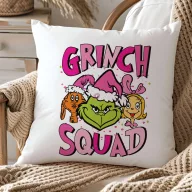   Grincs mintás párnahuzat 40x40 cm "Girl Grinch Squad" HD nyomat