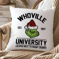   Grincs mintás párnahuzat 40x40 cm "Whoville University" HD nyomat