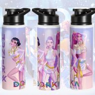   Személyre szabható KPOP "Démonadászok" PINK fém kulacs egyedi névvel 750 ml