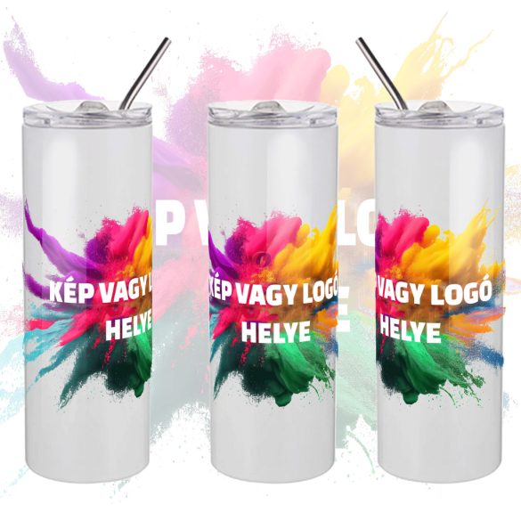 Prémium logózott / fényképes utazó termész pohár fém, egyedi grafikával 600ml