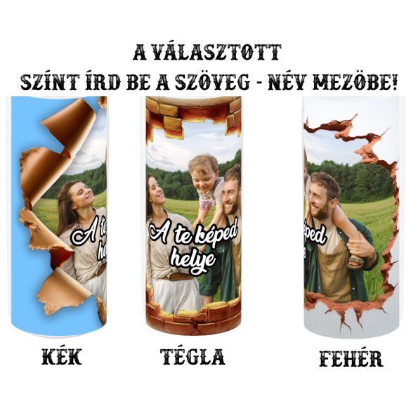 Személyre szabható duplafalú fém pohár szívószállal, egyedi képpel 600 ml Tumbler