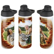   Személyre szabható fém sportkulacs egyedi képpel 750ml Fehér