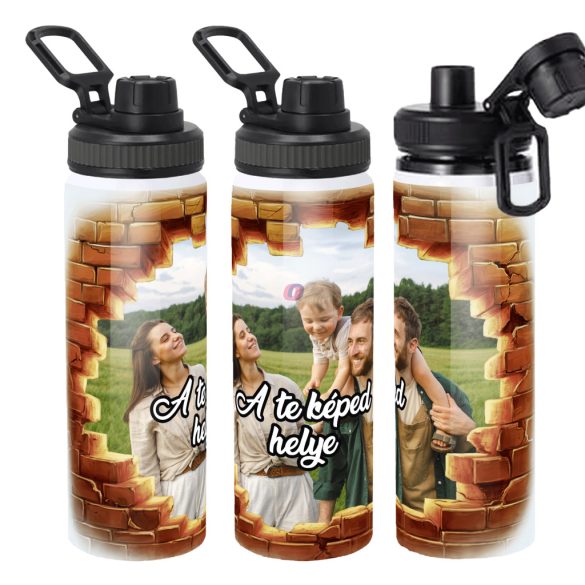 Személyre szabható fém sportkulacs egyedi képpel 850 ml Fehér