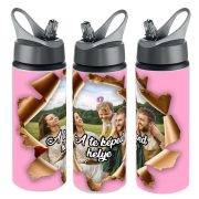   Személyre szabható fém sportkulacs egyedi képpel 750 ml Rózsaszín