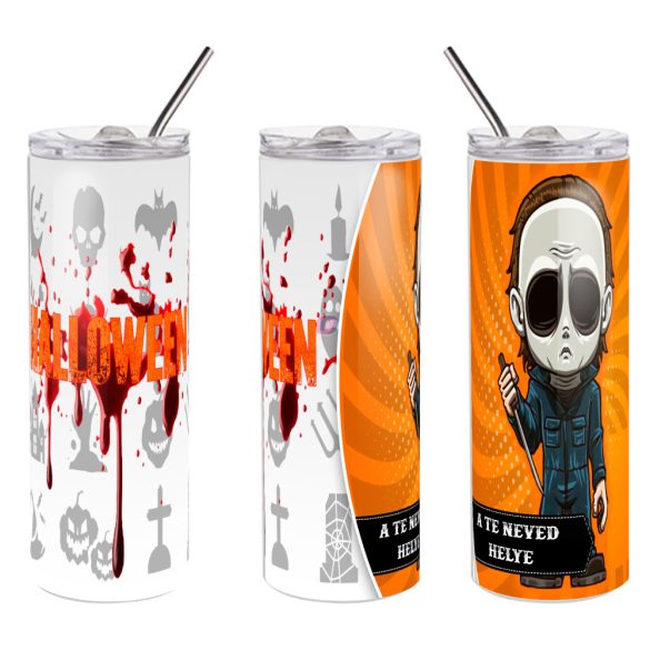 HALLOWEEN fém duplafalú pohár egyedi névvel 600 ml tumbler