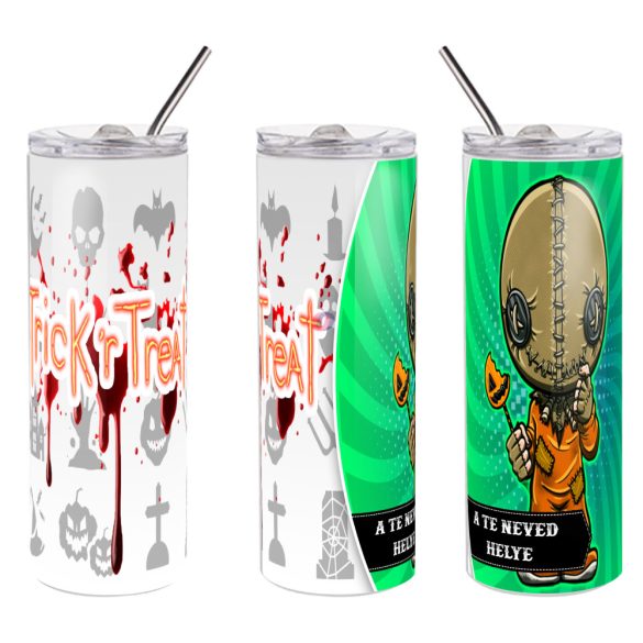 TRICK R TREAT fém duplafalú pohár egyedi névvel 600 ml tumbler