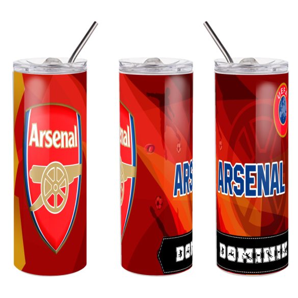 ARSENAL fém duplafalú pohár egyedi névvel 600 ml tumbler