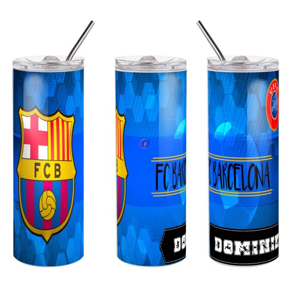 FC BARCELONA fém Duplafalú pohár egyedi névvel 600 ml tumbler