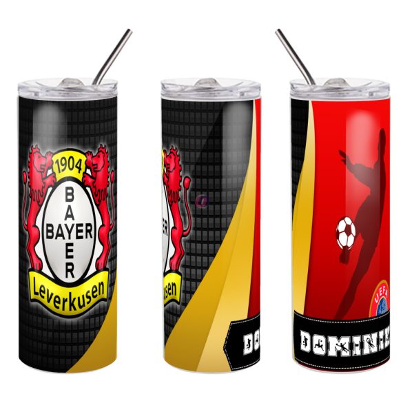 BAYER LEVERKUSEN fém duplafalú pohár egyedi névvel 600 ml tumbler