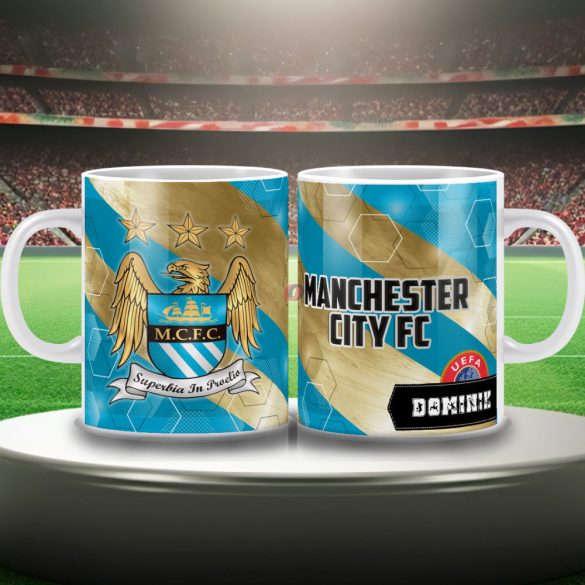 MANCHESTER CITY keramia bögre egyedi névvel 300 ml