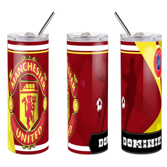 MANCHESTER UNITED fém duplafalú pohár egyedi névvel 600 ml tumbler