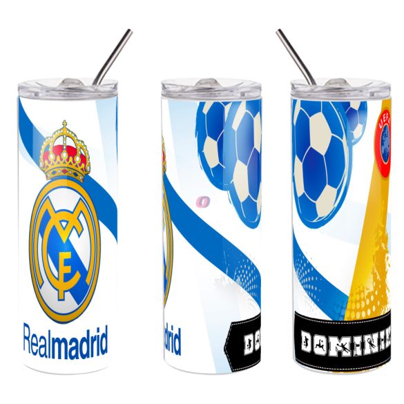 REAL MADRID fém duplafalú pohár egyedi névvel 600 ml tumbler