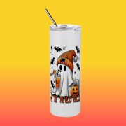   Személyre szabható Halloweeni fém TERMO POHÁR, cuki szellemes 600ml