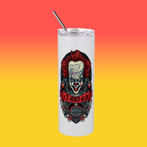 Személyre szabható Halloweeni fém TERMO POHÁR, Pennywise 600ml